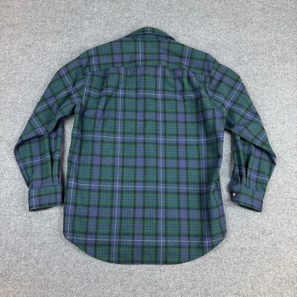 90s early 2000s Pendleton green plaid wool casual button-down shirt men’s M - Picture 4 of 14